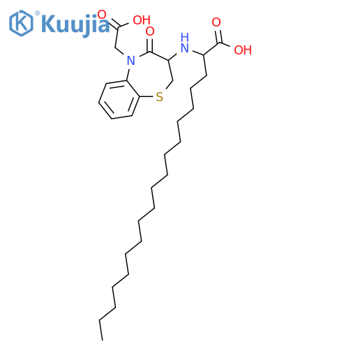 1,5-Benzothiazepine-5(2H)-acetic acid, 3-[(1-carboxyoctadecyl)amino]-3,4-dihydro-4-oxo- structure