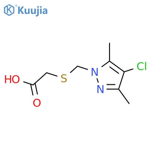 2-{(4-chloro-3,5-dimethyl-1H-pyrazol-1-yl)methylsulfanyl}acetic acid structure