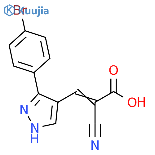 3-3-(4-bromophenyl)-1H-pyrazol-4-yl-2-cyanoprop-2-enoic acid structure