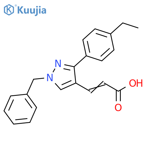 3-1-benzyl-3-(4-ethylphenyl)-1H-pyrazol-4-ylprop-2-enoic acid structure