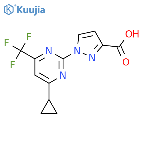 1-[4-Cyclopropyl-6-(trifluoromethyl)pyrimidin-2-yl]pyrazole-3-carboxylic acid structure
