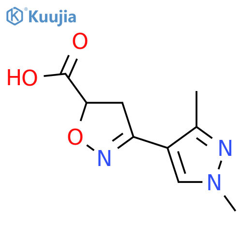 3-(1,3-dimethyl-1H-pyrazol-4-yl)-4,5-dihydro-1,2-oxazole-5-carboxylic acid structure