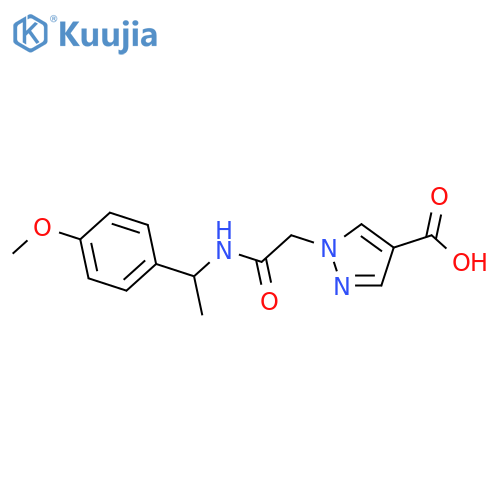 <br>1-(2-{[1-(4-methoxyphenyl)ethyl]amino}-2-oxoethyl)-1H-pyrazole-4-carboxylic  acid structure