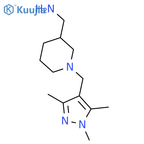 {1-(trimethyl-1H-pyrazol-4-yl)methylpiperidin-3-yl}methanamine structure