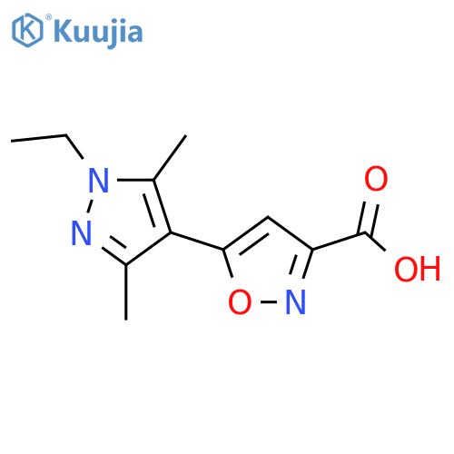 5-(1-Ethyl-3,5-dimethyl-1H-pyrazol-4-yl)isoxazole-3-carboxylic acid structure