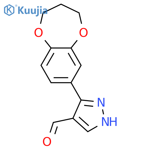 3-(3,4-dihydro-2H-1,5-benzodioxepin-7-yl)-1H-pyrazole-4-carbaldehyde structure