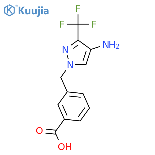 3-{4-amino-3-(trifluoromethyl)-1H-pyrazol-1-ylmethyl}benzoic acid structure