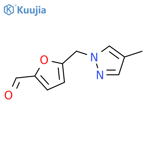 5-(4-methyl-1H-pyrazol-1-yl)methylfuran-2-carbaldehyde structure