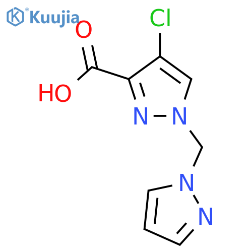 4-chloro-1-(1H-pyrazol-1-yl)methyl-1H-pyrazole-3-carboxylic acid structure