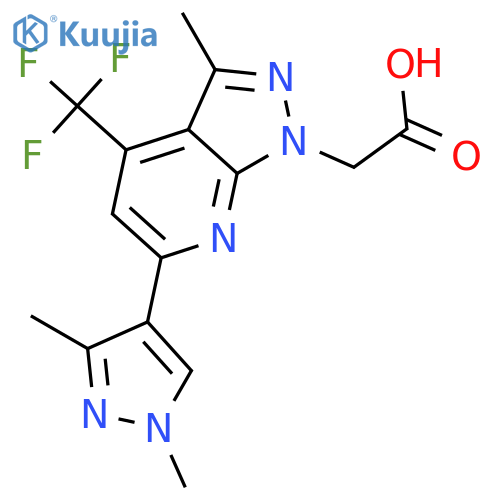 2-6-(1,3-dimethyl-1H-pyrazol-4-yl)-3-methyl-4-(trifluoromethyl)-1H-pyrazolo3,4-bpyridin-1-ylacetic acid structure
