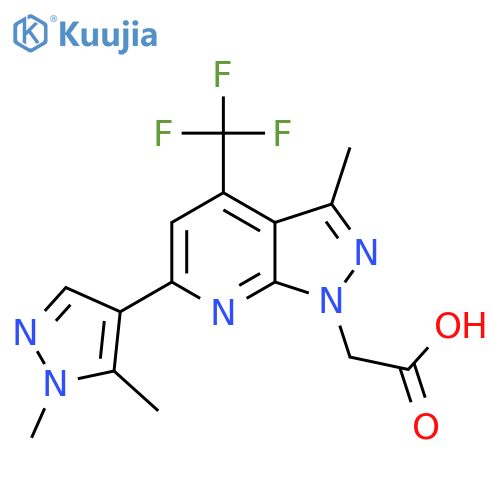 2-6-(1,5-dimethyl-1H-pyrazol-4-yl)-3-methyl-4-(trifluoromethyl)-1H-pyrazolo3,4-bpyridin-1-ylacetic acid structure