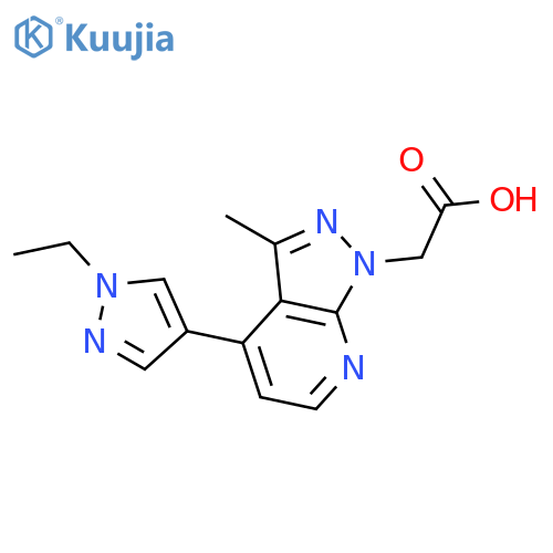 <br>2-(4-(1-Ethyl-1H-pyrazol-4-yl)-3-methyl-1H-pyrazolo[3,4-b]pyridin-1-yl)acet ic acid structure