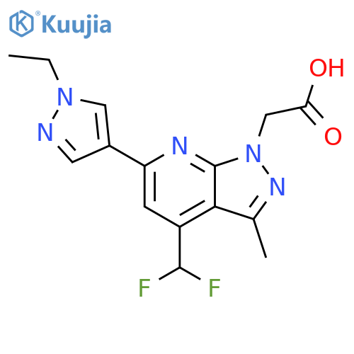 <br>[4-(difluoromethyl)-6-(1-ethyl-1H-pyrazol-4-yl)-3-methyl-1H-pyrazolo[3,4-b] pyridin-1-yl]acetic acid structure