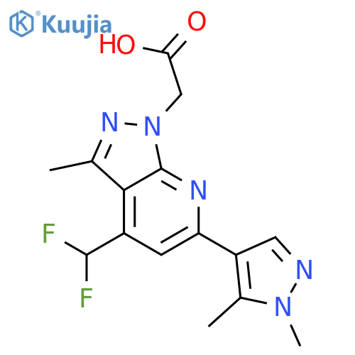 2-4-(difluoromethyl)-6-(1,5-dimethyl-1H-pyrazol-4-yl)-3-methyl-1H-pyrazolo3,4-bpyridin-1-ylacetic acid structure