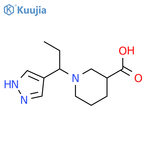 1-((1-ethyl-1H-pyrazol-4-yl)methyl)piperidine-3-carboxylic acid structure