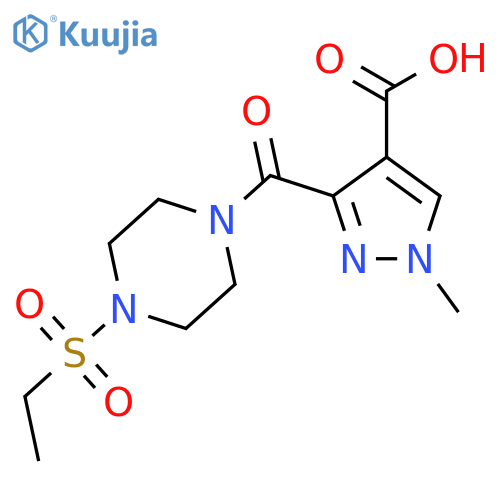 <br>3-{[4-(ethylsulfonyl)piperazin-1-yl]carbonyl}-1-methyl-1H-pyrazole-4-carbox ylic acid structure