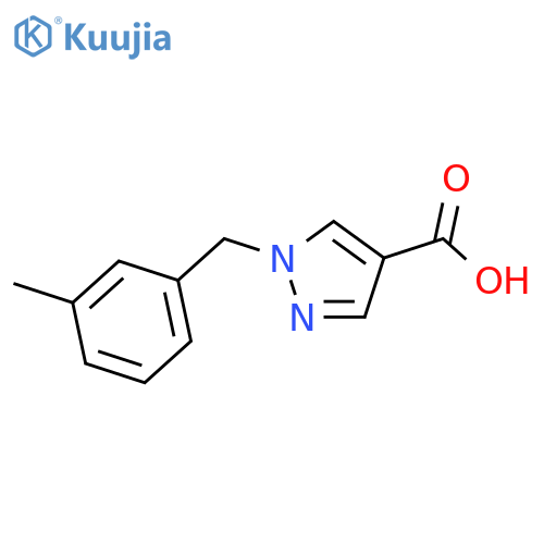 1-(3-methylphenyl)methyl-1H-pyrazole-4-carboxylic acid structure