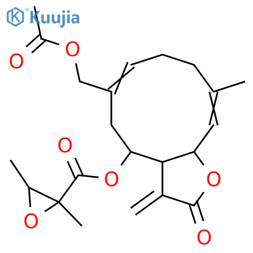 8,14-Dihydroxy-1(10),4,11(13)-germacratrien-12,6-olide; (1(10)Z,4E,6α,8α)-form, 8-O-(2,3-Epoxy-2-methylbutanoyl), 14-Ac structure