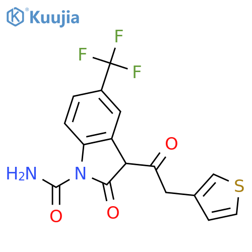 1H-Indole-1-carboxamide, 2,3-dihydro-2-oxo-3-(3-thienylacetyl)-5-(trifluoromethyl)- structure