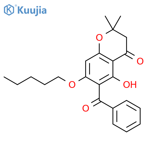 4H-1-Benzopyran-4-one, 6-benzoyl-2,3-dihydro-5-hydroxy-2,2-dimethyl-7-(pentyloxy)- structure