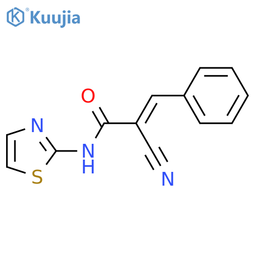 (2E)-2-cyano-3-phenyl-N-1,3-thiazol-2-ylacrylamide structure