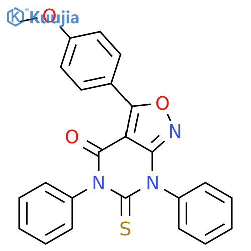 Isoxazolo[3,4-d]pyrimidin-4(5H)-one, 6,7-dihydro-3-(4-methoxyphenyl)-5,7-diphenyl-6-thioxo- structure