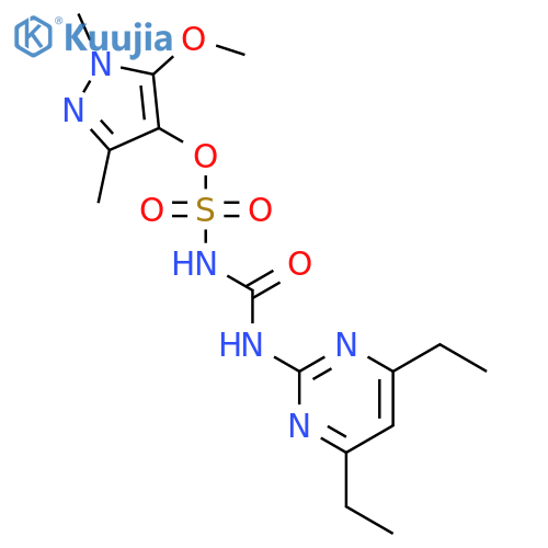 Sulfamic acid, [[(4,6-diethyl-2-pyrimidinyl)amino]carbonyl]-, 5-methoxy-1,3-dimethyl-1H-pyrazol-4-yl ester structure