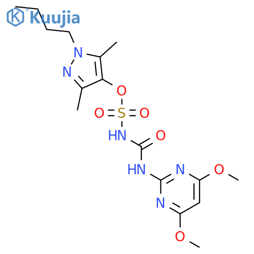 Sulfamic acid, [[(4,6-dimethoxy-2-pyrimidinyl)amino]carbonyl]-, 1-butyl-3,5-dimethyl-1H-pyrazol-4-yl ester structure