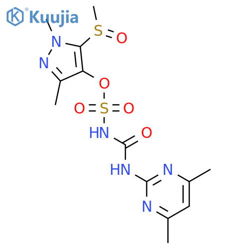 Sulfamic acid, [[(4,6-dimethyl-2-pyrimidinyl)amino]carbonyl]-, 1,3-dimethyl-5-(methylsulfinyl)-1H-pyrazol-4-yl ester structure