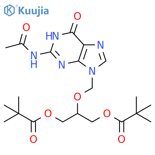 Propanoic acid, 2,2-dimethyl-, 1,1'-[2-[[2-(acetylamino)-1,6-dihydro-6-oxo-9H-purin-9-yl]methoxy]-1,3-propanediyl] ester structure