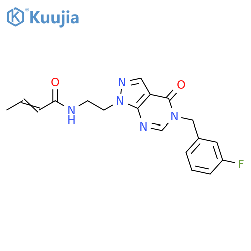 (2Z)-N-(2-{5-[(3-fluorophenyl)methyl]-4-oxo-1H,4H,5H-pyrazolo[3,4-d]pyrimidin-1-yl}ethyl)but-2-enamide structure