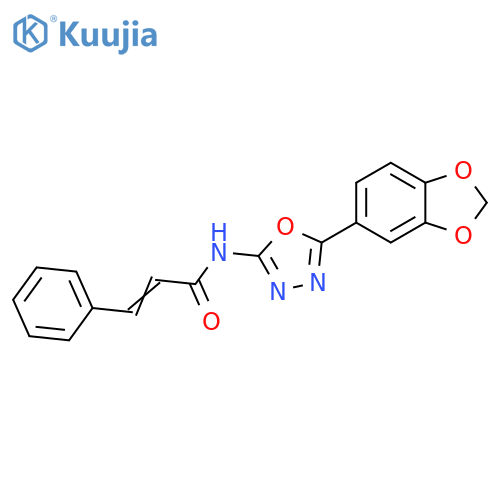 (2E)-N-[5-(2H-1,3-benzodioxol-5-yl)-1,3,4-oxadiazol-2-yl]-3-phenylprop-2-enamide structure