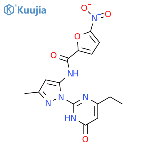 N-[1-(4-ethyl-6-oxo-1,6-dihydropyrimidin-2-yl)-3-methyl-1H-pyrazol-5-yl]-5-nitrofuran-2-carboxamide structure