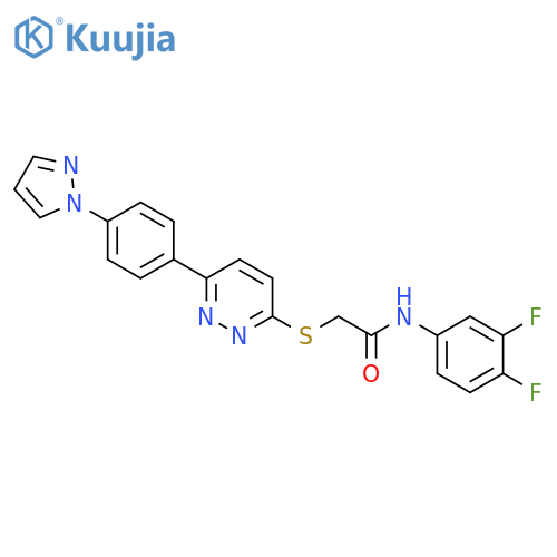 N-(3,4-difluorophenyl)-2-({6-[4-(1H-pyrazol-1-yl)phenyl]pyridazin-3-yl}sulfanyl)acetamide structure