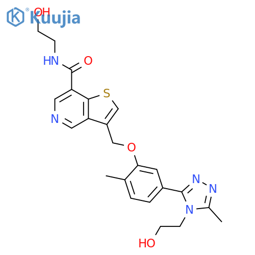 Thieno[3,2-c]pyridine-7-carboxamide, N-(2-hydroxyethyl)-3-[[5-[4-(2-hydroxyethyl)-5-methyl-4H-1,2,4-triazol-3-yl]-2-methylphenoxy]methyl]- structure
