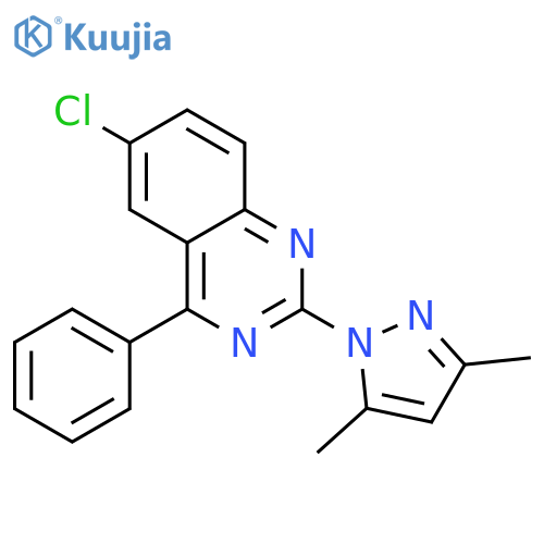 6-chloro-2-(3,5-dimethyl-1H-pyrazol-1-yl)-4-phenylquinazoline structure