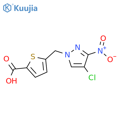 5-((4-Chloro-3-nitro-1H-pyrazol-1-yl)methyl)thiophene-2-carboxylic acid structure