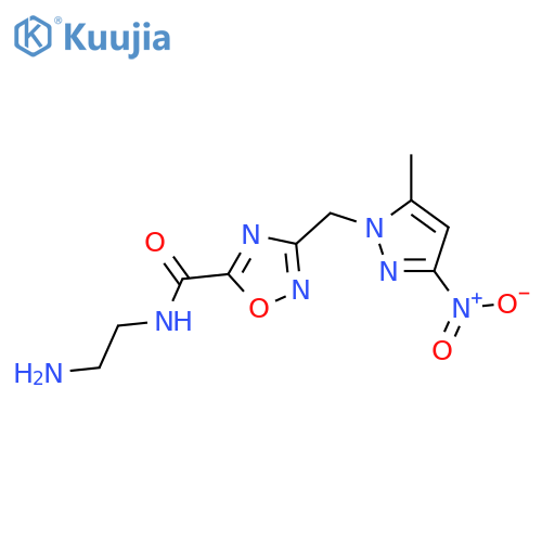 <br>3-(5-Methyl-3-nitro-pyrazol-1-ylmethyl)-[1,2,4]oxadiazole-5-carboxylic acid  (2-amino-ethyl)-amide structure