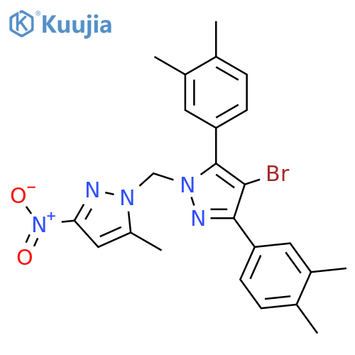<br>4-Bromo-3,5-bis-(3,4-dimethyl-phenyl)-1-(5-methyl-3-nitro-pyrazol-1-ylmethy l)-1H-pyrazole structure
