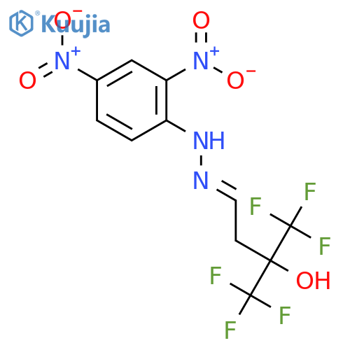 Butanal,4,4,4-trifluoro-3-hydroxy-3-(trifluoromethyl)-, 2-(2,4-dinitrophenyl)hydrazone structure