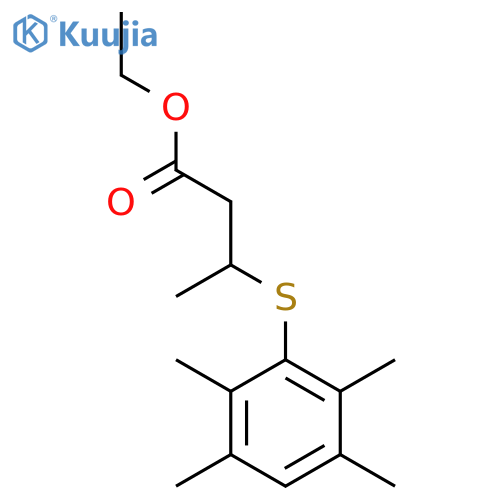 Butanoic acid,3-[(2,3,5,6-tetramethylphenyl)thio]-, ethyl ester structure