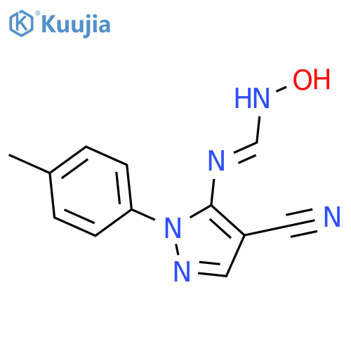 (E)-N-[4-cyano-1-(4-methylphenyl)-1H-pyrazol-5-yl]-N'-hydroxymethanimidamide structure