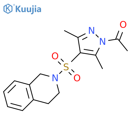1-[3,5-dimethyl-4-(1,2,3,4-tetrahydroisoquinoline-2-sulfonyl)-1H-pyrazol-1-yl]ethan-1-one structure