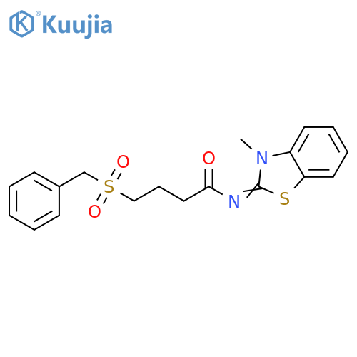 N-[(2E)-3-methyl-2,3-dihydro-1,3-benzothiazol-2-ylidene]-4-phenylmethanesulfonylbutanamide structure