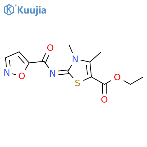 ethyl 3,4-dimethyl-2-[(1,2-oxazole-5-carbonyl)imino]-2,3-dihydro-1,3-thiazole-5-carboxylate structure