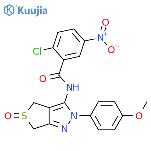 2-chloro-N-[2-(4-methoxyphenyl)-5-oxo-2H,4H,6H-5lambda4-thieno[3,4-c]pyrazol-3-yl]-5-nitrobenzamide structure