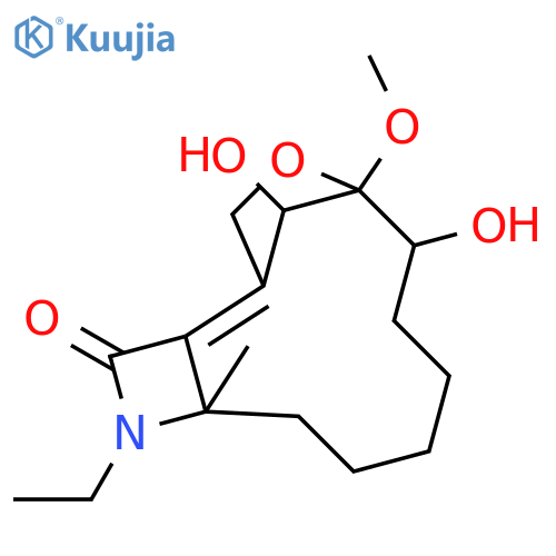 4-ethyl-11,15-dihydroxy-12-methoxy-5-methyl-13-oxa-4-aza-tricyclo[10.2.1.02,5]-pentadec-1-en-3-one structure