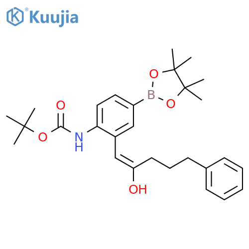 Carbamic acid, N-[2-(2-hydroxy-5-phenyl-1-penten-1-yl)-4-(4,4,5,5-tetramethyl-1,3,2-dioxaborolan-2-yl)phenyl]-, 1,1-dimethylethyl ester structure