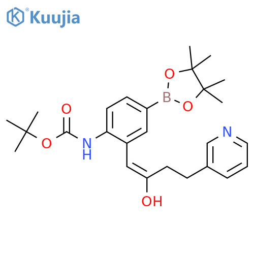 Carbamic acid, N-[2-[2-hydroxy-4-(3-pyridinyl)-1-buten-1-yl]-4-(4,4,5,5-tetramethyl-1,3,2-dioxaborolan-2-yl)phenyl]-, 1,1-dimethylethyl ester structure