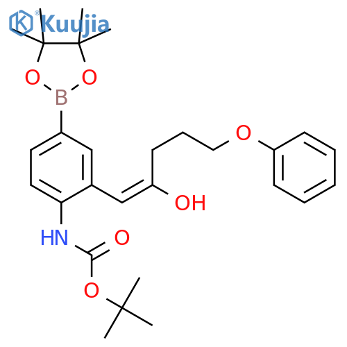 Carbamic acid, N-[2-(2-hydroxy-5-phenoxy-1-penten-1-yl)-4-(4,4,5,5-tetramethyl-1,3,2-dioxaborolan-2-yl)phenyl]-, 1,1-dimethylethyl ester structure